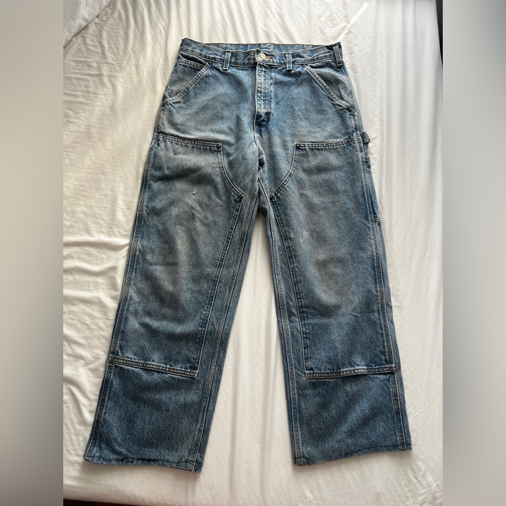 Vintage Carhartt Mens Carpenter Denim Jeans Pants Straight Sz 32 (see Photos)